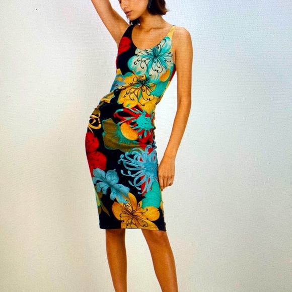 The Kit by Daniel Vosovic Dresses & Skirts - The Kit by Daniel Vosovic, MIDI Tank Dress in Black Camelia print.